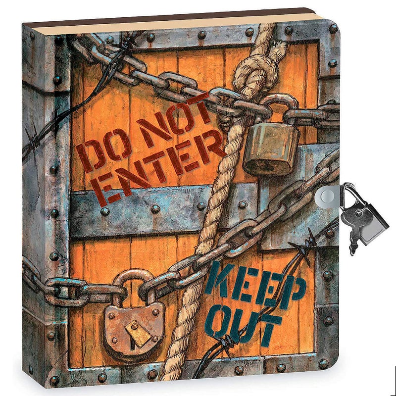 Peaceable Kingdom Keep Out 6.25"" Lock and Key  Lined Page Diary for Kids - Image 1